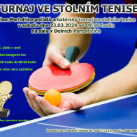 Obec Pertoltice pořádá amatérský turnaj ve stolním tenise. V sobotu dne 23.03.2024 od 09:00 hodin.
