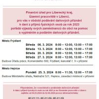 Finanční úřad pro Liberecký kraj pro vás pořádá výjezdy svých zaměstnanců do obcí na pomoc s vyplněním a podáním daňových přiznání.